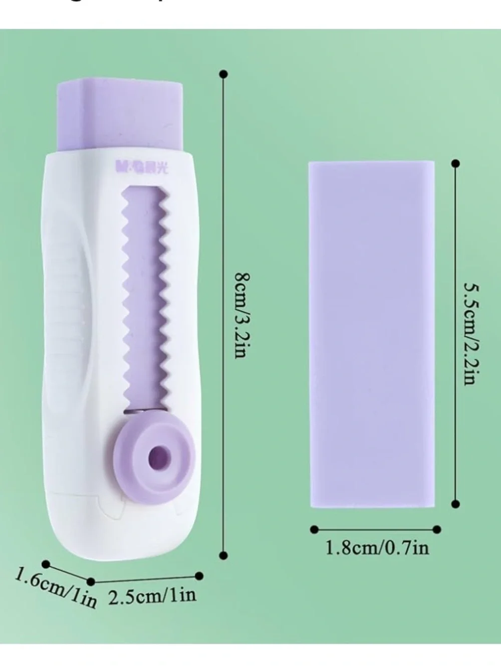 5 Pack Erasers, Purple Sliding Retractable
